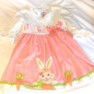 Size 3T  Easter/ Bunny/ Spring dress 3/4 sleeve